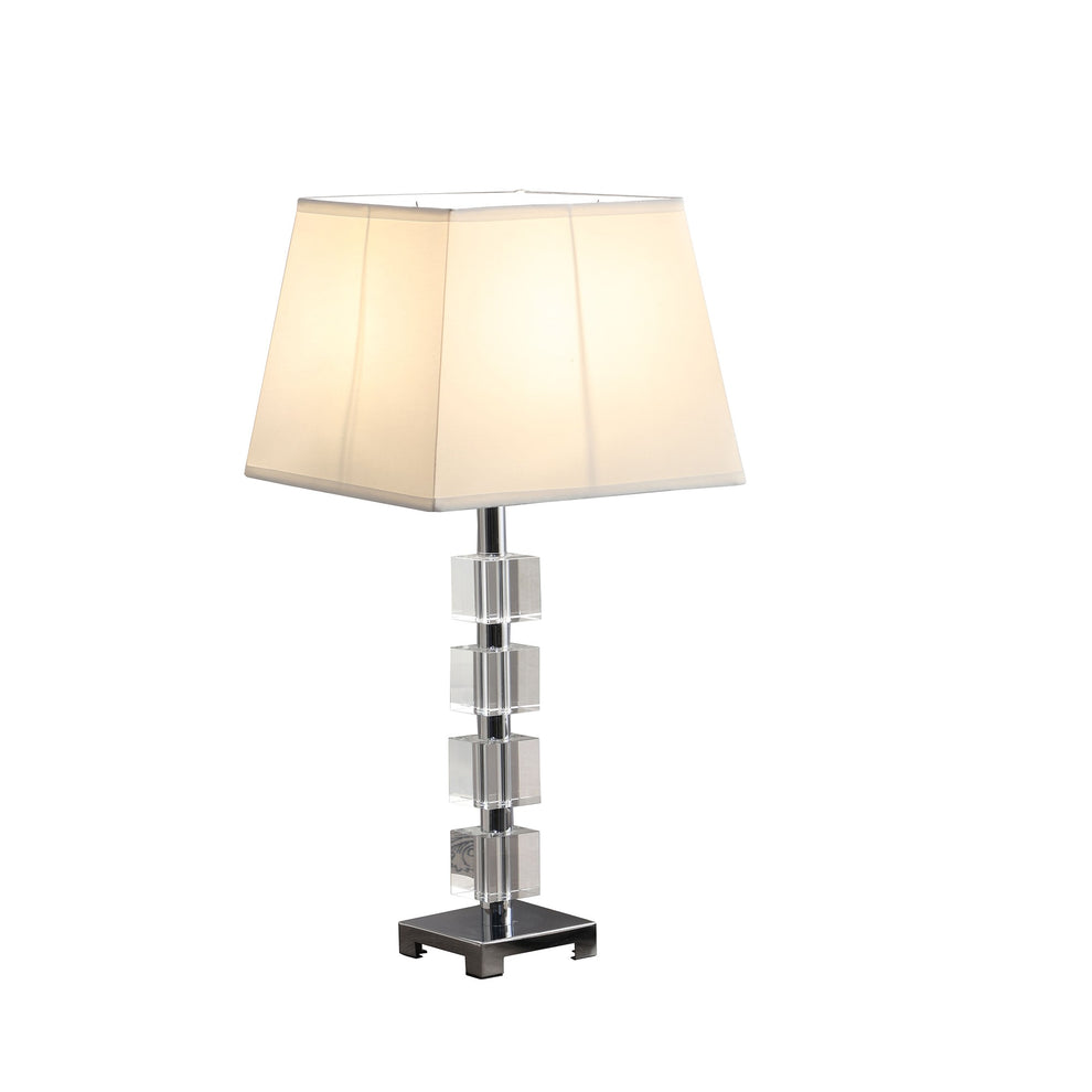25" Crystal Geo Cubed Table Lamp With White Sharp Corner Square Tapered Shade By Homeroots | Table Lamps | Modishstore - 4