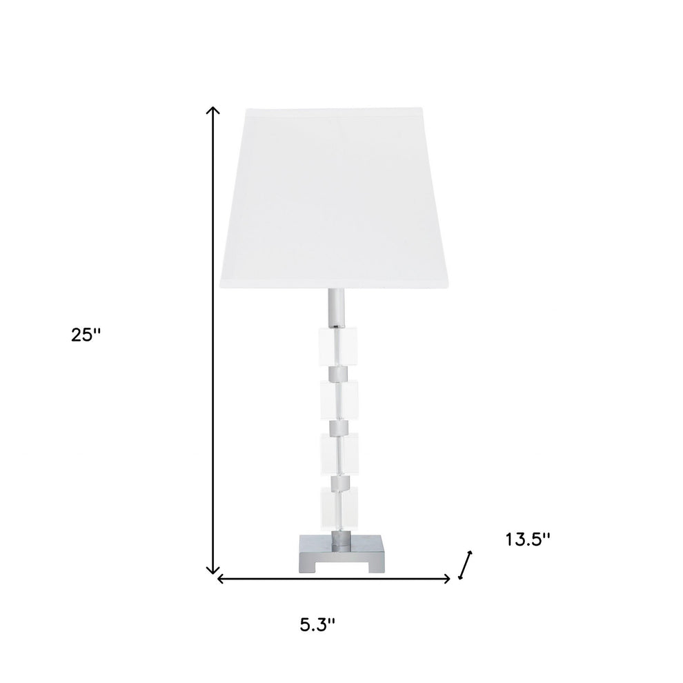 25" Crystal Geo Cubed Table Lamp With White Sharp Corner Square Tapered Shade By Homeroots | Table Lamps | Modishstore - 5