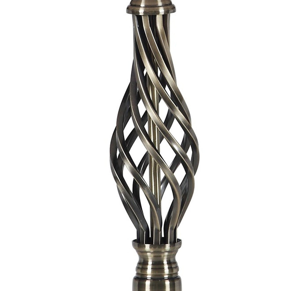 23" Antiqued Brass Metal Table Lamp With White And Brown Classic Empire Shade By Homeroots | Table Lamps | Modishstore - 6