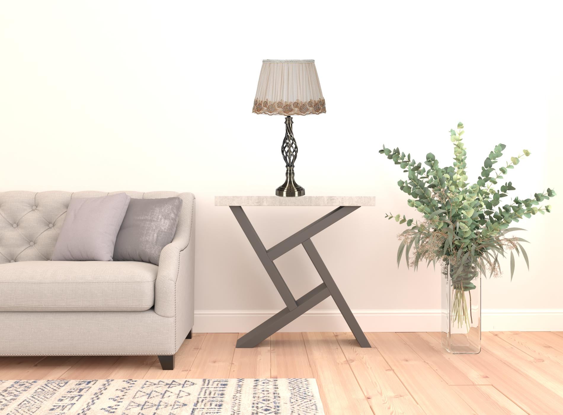 23" Antiqued Brass Metal Table Lamp With White And Brown Classic Empire Shade By Homeroots | Table Lamps | Modishstore - 8