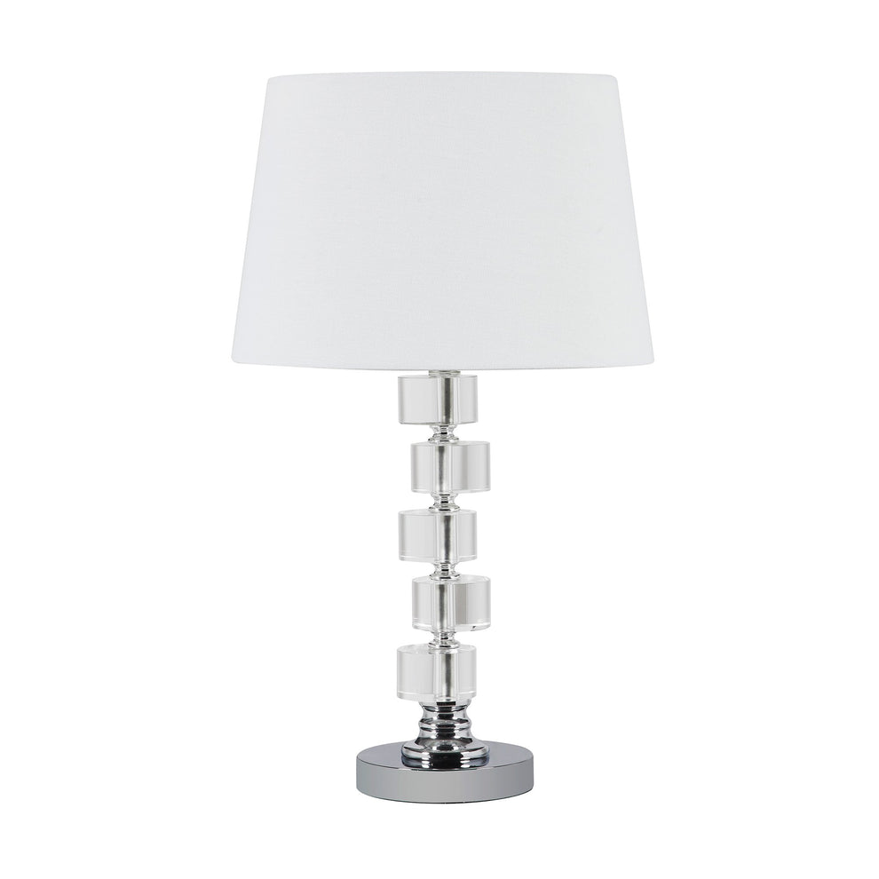 20" Silver Crystal Stacked Geo Cubes Table Lamp With White Classic Empire Shade By Homeroots | Table Lamps | Modishstore - 2