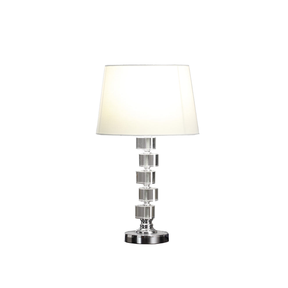 20" Silver Crystal Stacked Geo Cubes Table Lamp With White Classic Empire Shade By Homeroots | Table Lamps | Modishstore - 3
