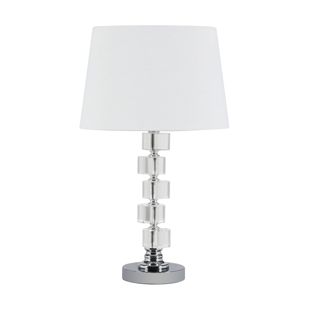 20" Silver Crystal Stacked Geo Cubes Table Lamp With White Classic Empire Shade By Homeroots | Table Lamps | Modishstore - 4