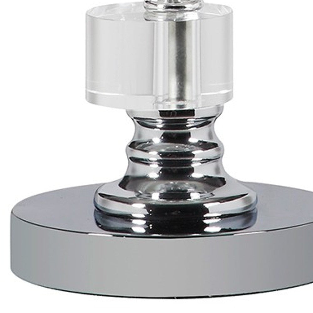 20" Silver Crystal Stacked Geo Cubes Table Lamp With White Classic Empire Shade By Homeroots | Table Lamps | Modishstore - 5