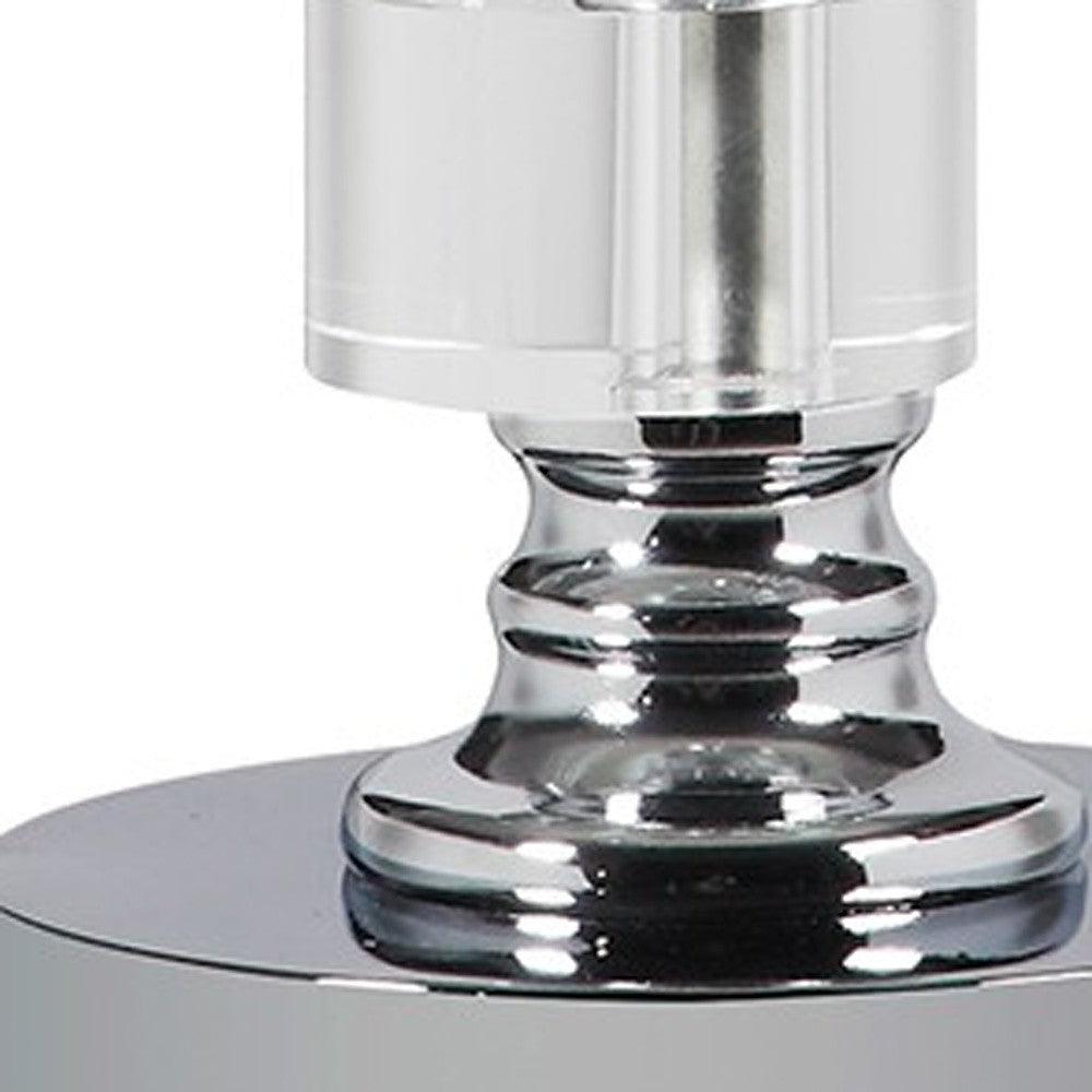 20" Silver Crystal Stacked Geo Cubes Table Lamp With White Classic Empire Shade By Homeroots | Table Lamps | Modishstore - 6