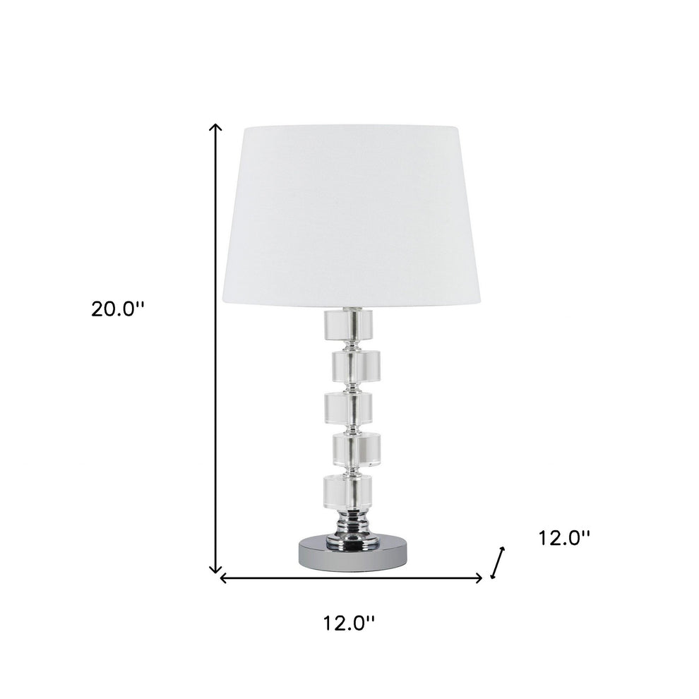 20" Silver Crystal Stacked Geo Cubes Table Lamp With White Classic Empire Shade By Homeroots | Table Lamps | Modishstore - 7