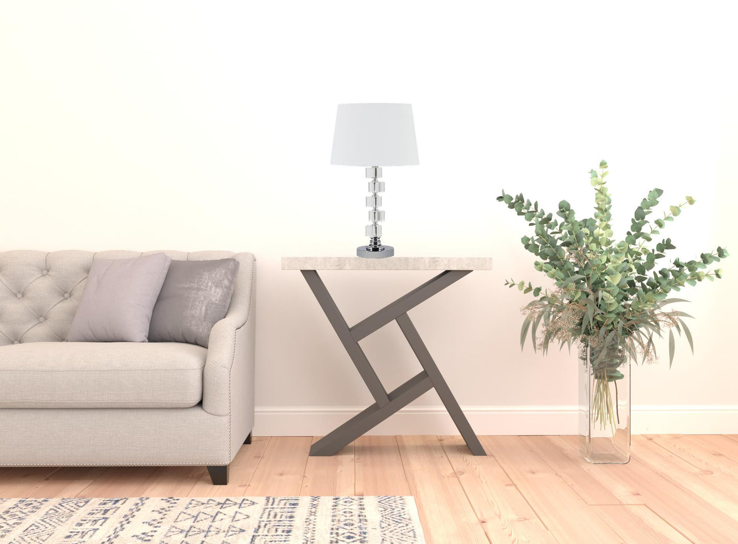 20" Silver Crystal Stacked Geo Cubes Table Lamp With White Classic Empire Shade By Homeroots | Table Lamps | Modishstore - 8