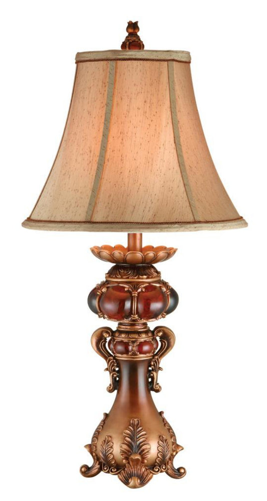 Antique Inspired Table Lamp with Linen Lamp Shade By Homeroots | Table Lamps | Modishstore