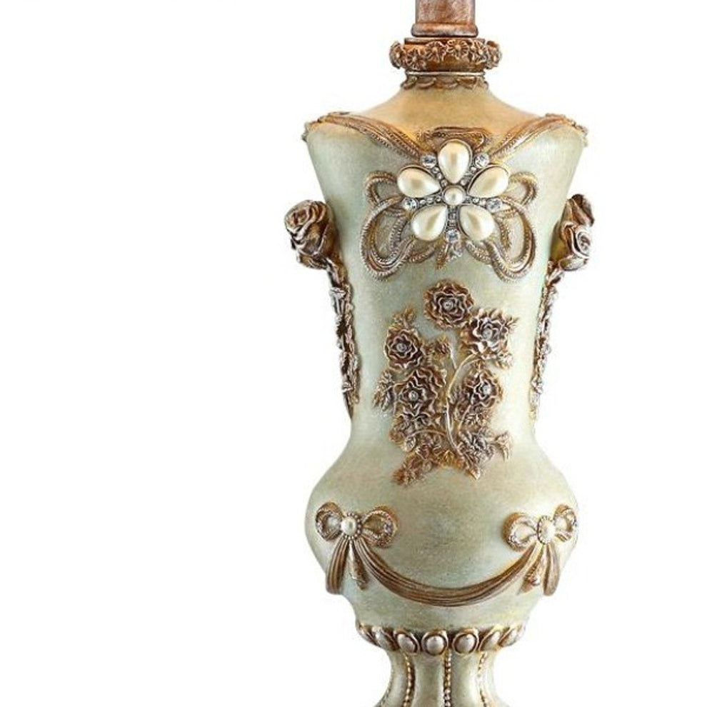 Vintage Silver Table Lamp with Rose Accents By Homeroots | Table Lamps | Modishstore - 3