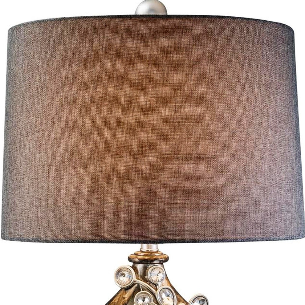 Brown and Gold Faux Crystal Glam Accent Table Lamp By Homeroots | Table Lamps | Modishstore - 3