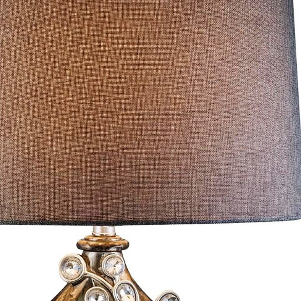 Brown and Gold Faux Crystal Glam Accent Table Lamp By Homeroots | Table Lamps | Modishstore - 4