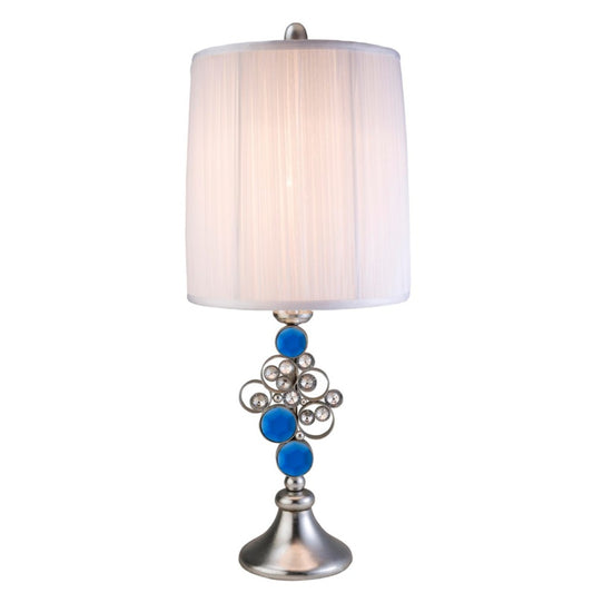 Dazzling Faux Crystal and Turquoise Silver Table Lamp By Homeroots | Table Lamps | Modishstore