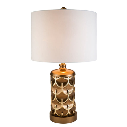 Magestic Brown and Gold Geo Table Lamp By Homeroots | Table Lamps | Modishstore