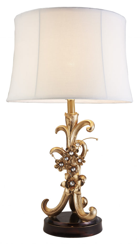 Golden Scroll and Faux Crystal Bling Table Lamp By Homeroots | Table Lamps | Modishstore