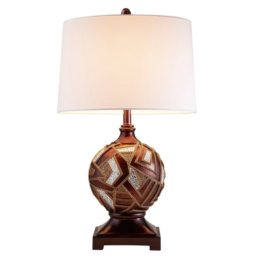Brown Metallic Mosaic Design Table Lamp By Homeroots | Table Lamps | Modishstore