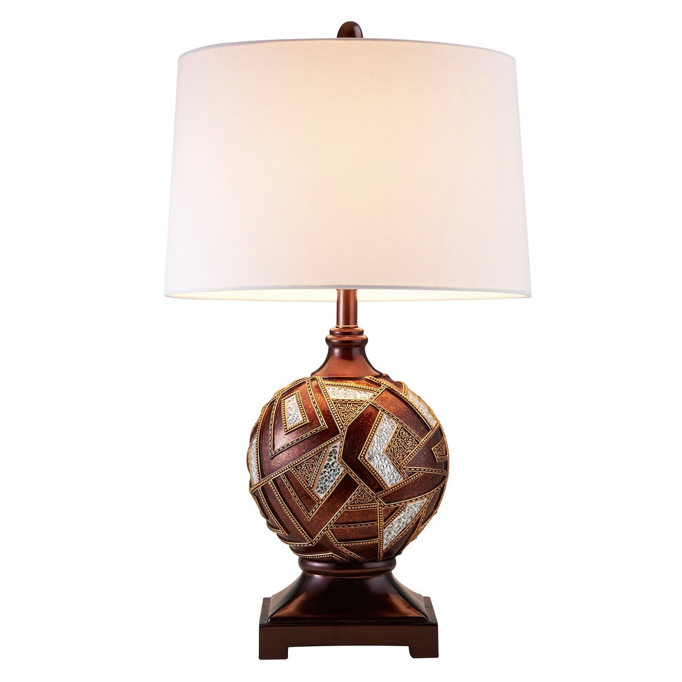 Brown Metallic Mosaic Design Table Lamp By Homeroots | Table Lamps | Modishstore - 2