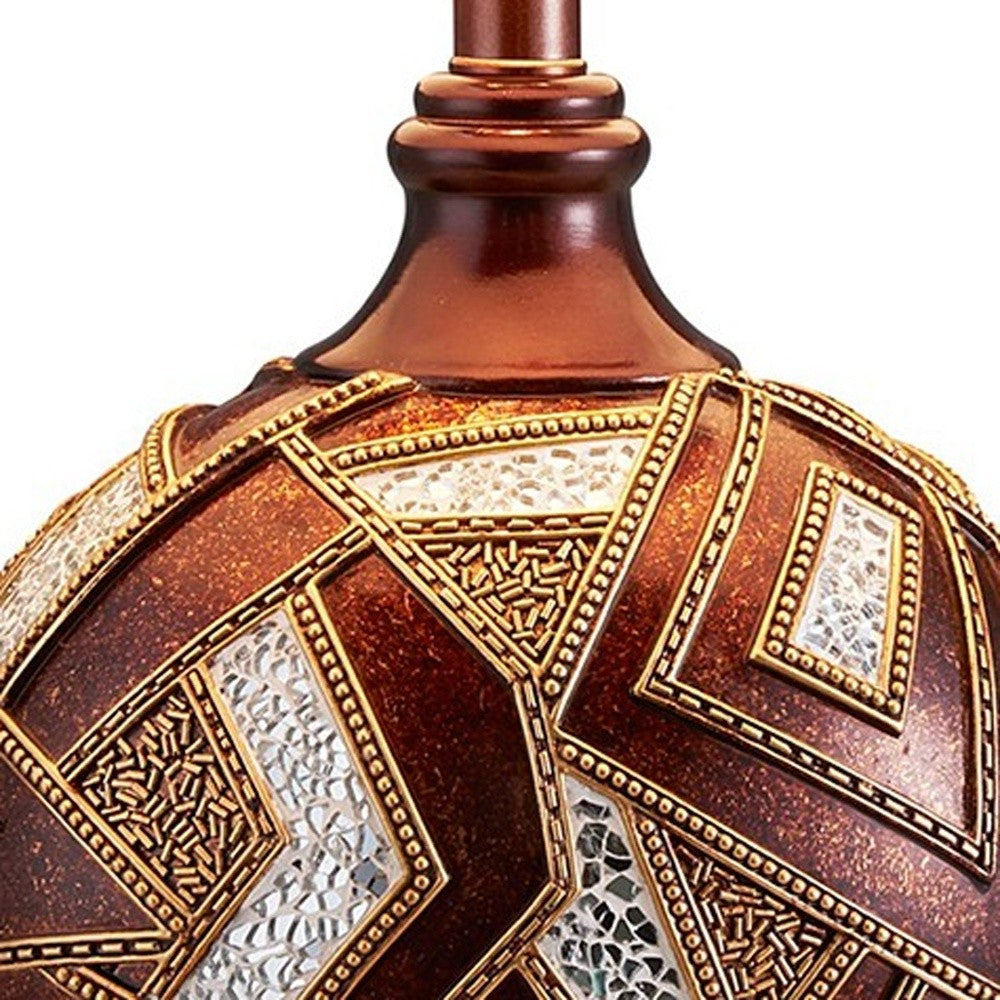 Brown Metallic Mosaic Design Table Lamp By Homeroots | Table Lamps | Modishstore - 4