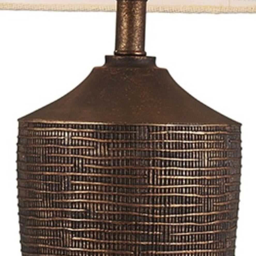 Fantastic Rustic Ribbed Bronze Table Lamp By Homeroots | Table Lamps | Modishstore - 3