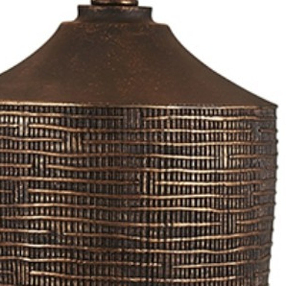 Fantastic Rustic Ribbed Bronze Table Lamp By Homeroots | Table Lamps | Modishstore - 4