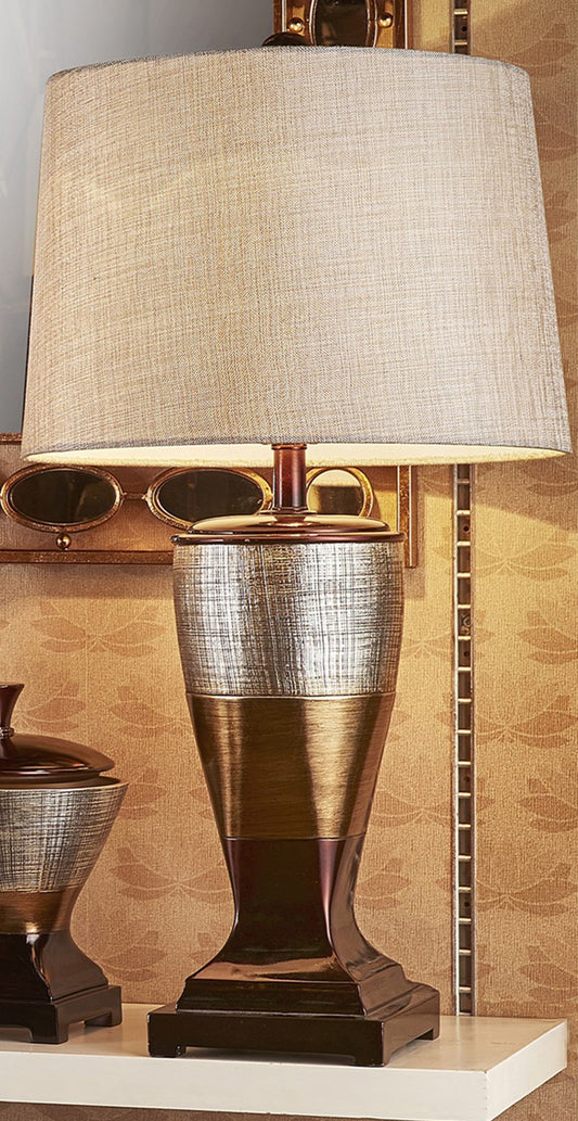 Exotic Brown and Gold Wide Stripe Table Lamp By Homeroots | Table Lamps | Modishstore - 2