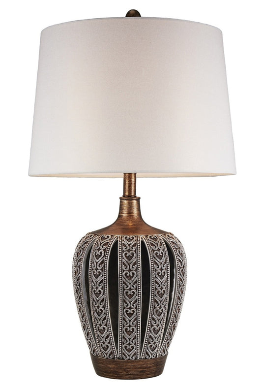 Primo Tall Brown Table Lamp with White Lamp Shade By Homeroots | Table Lamps | Modishstore