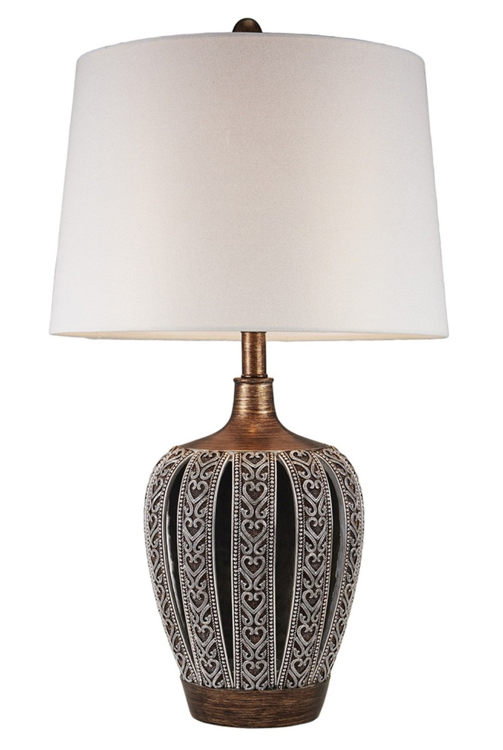 Primo Tall Brown Table Lamp with White Lamp Shade By Homeroots | Table Lamps | Modishstore - 2
