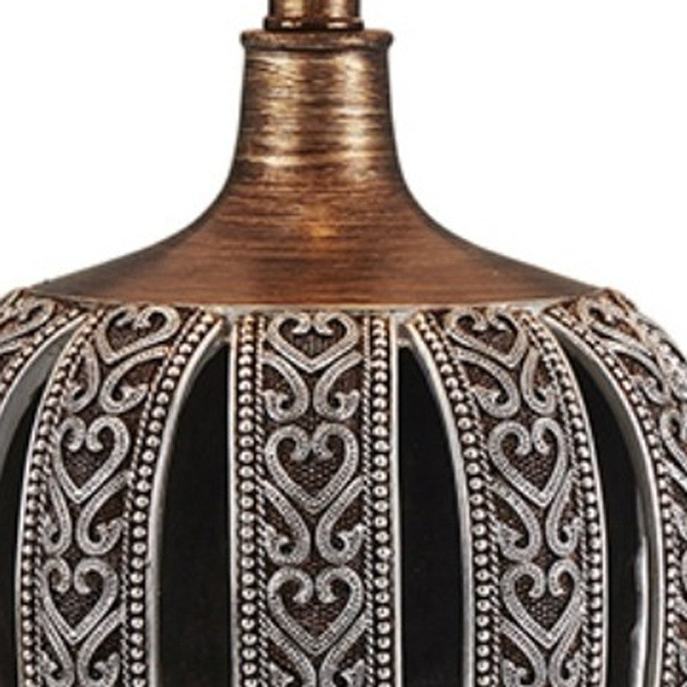 Primo Tall Brown Table Lamp with White Lamp Shade By Homeroots | Table Lamps | Modishstore - 4