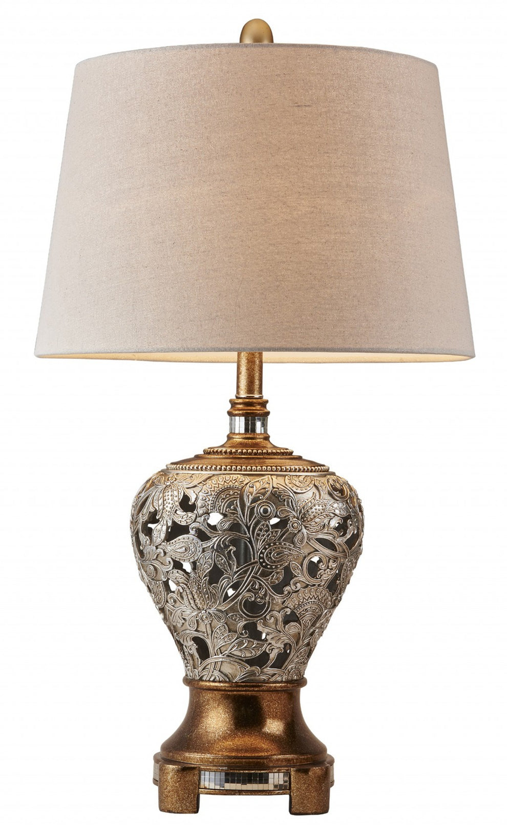 Primo Tall Silver and Gold Table Lamp By Homeroots | Table Lamps | Modishstore - 2