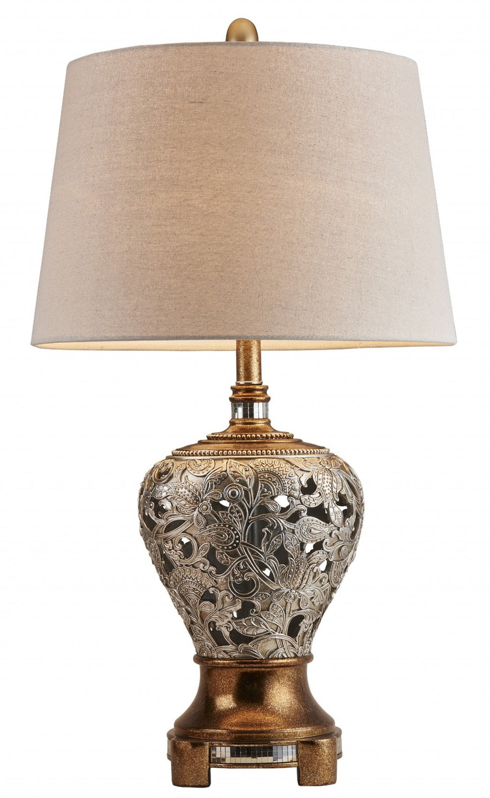 Primo Tall Silver and Gold Table Lamp By Homeroots | Table Lamps | Modishstore - 3