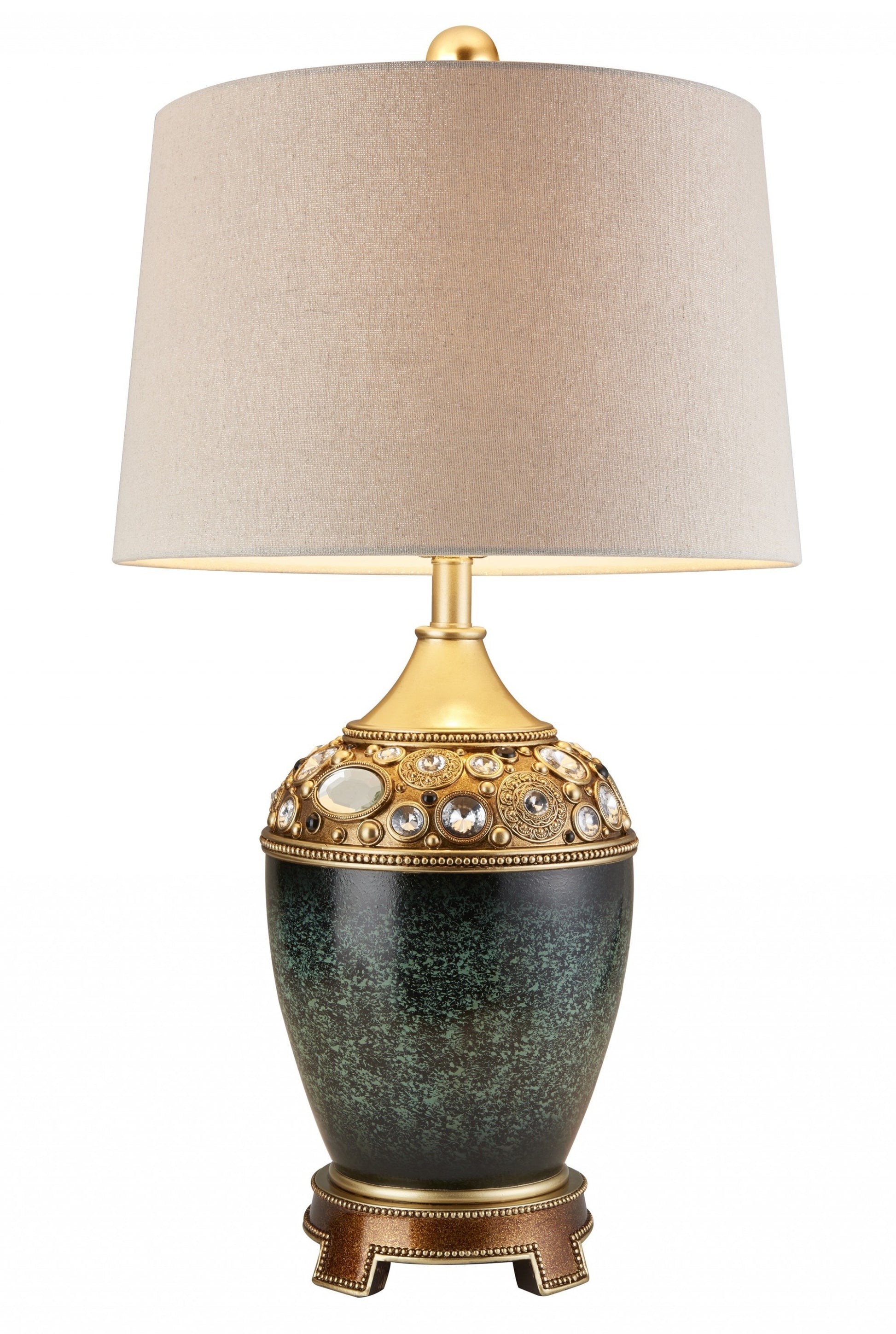 Marble Footed Table Lamp with Green Accents By Homeroots | Table Lamps | Modishstore