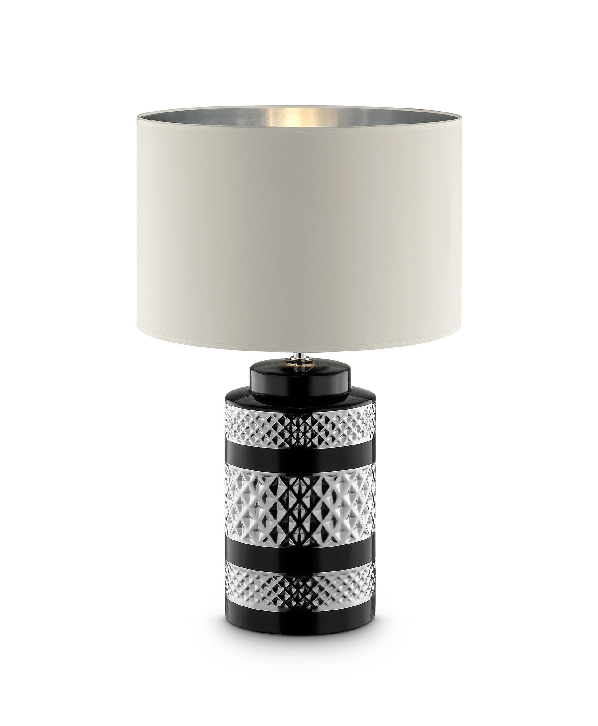 Glam Black and Chrome Chevron Ceramic and Metal Table Lamp By Homeroots | Table Lamps | Modishstore