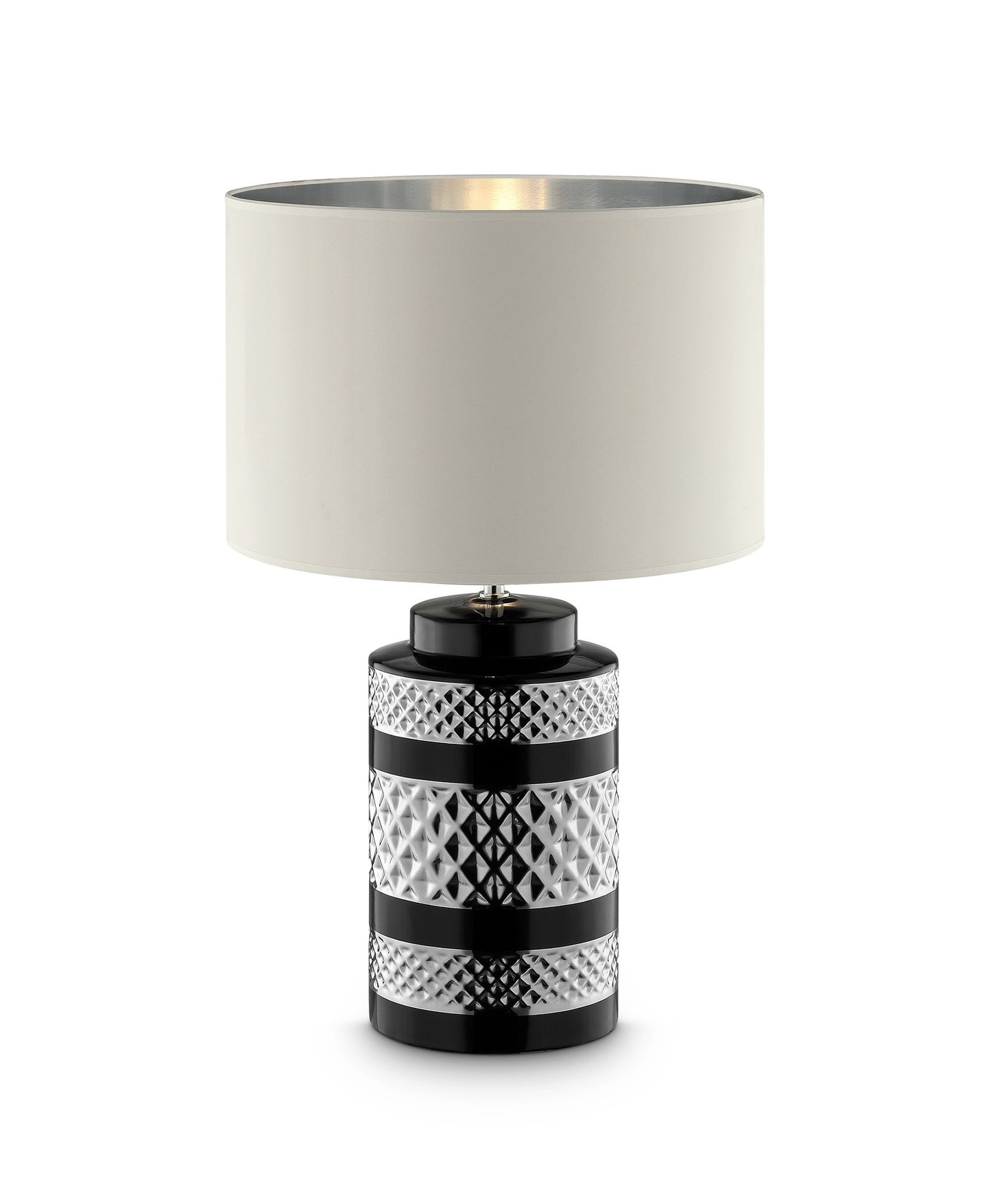 Glam Black and Chrome Chevron Ceramic and Metal Table Lamp By Homeroots | Table Lamps | Modishstore - 3