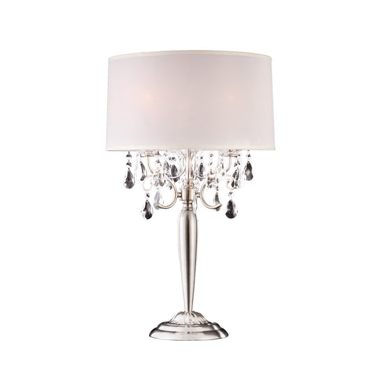 Glam Silver Scroll Chandelier Faux Crystal Table Lamp By Homeroots | Table Lamps | Modishstore