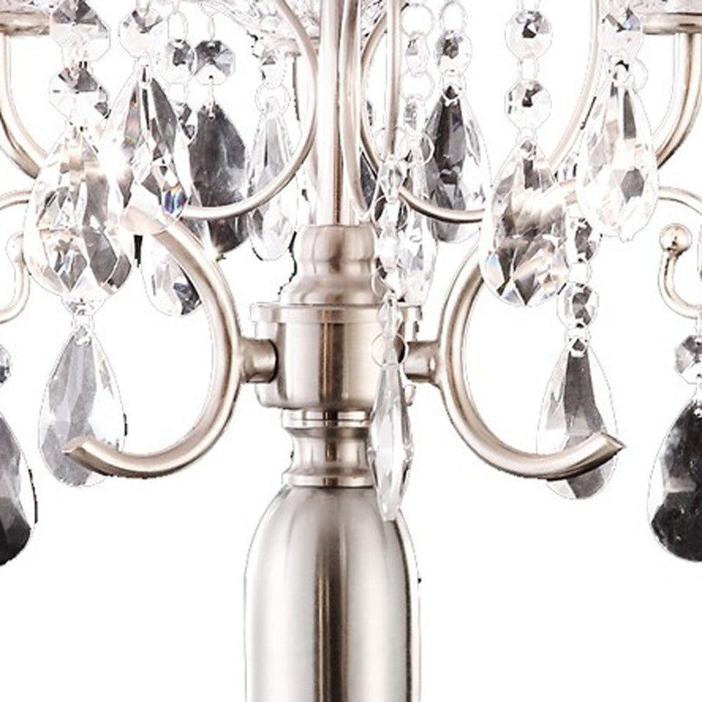 Glam Silver Scroll Chandelier Faux Crystal Table Lamp By Homeroots | Table Lamps | Modishstore - 4