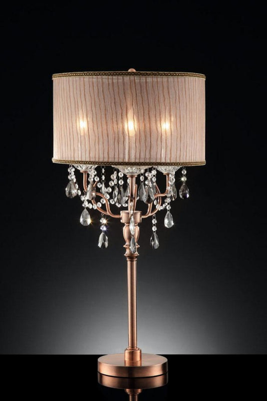 Silver and Pink Faux Crystal Accednt Table Lamp By Homeroots