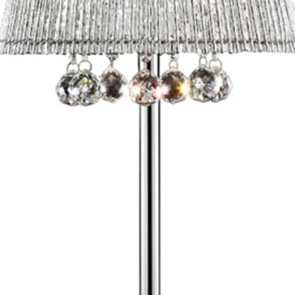Dreamy Silver Table Lamp with Crystal Accents By Homeroots | Table Lamps | Modishstore - 3