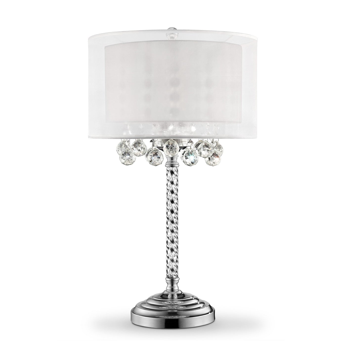 Chic Silver Tall Table Lamp with Crystal Accents and Silver Shade By Homeroots | Table Lamps | Modishstore
