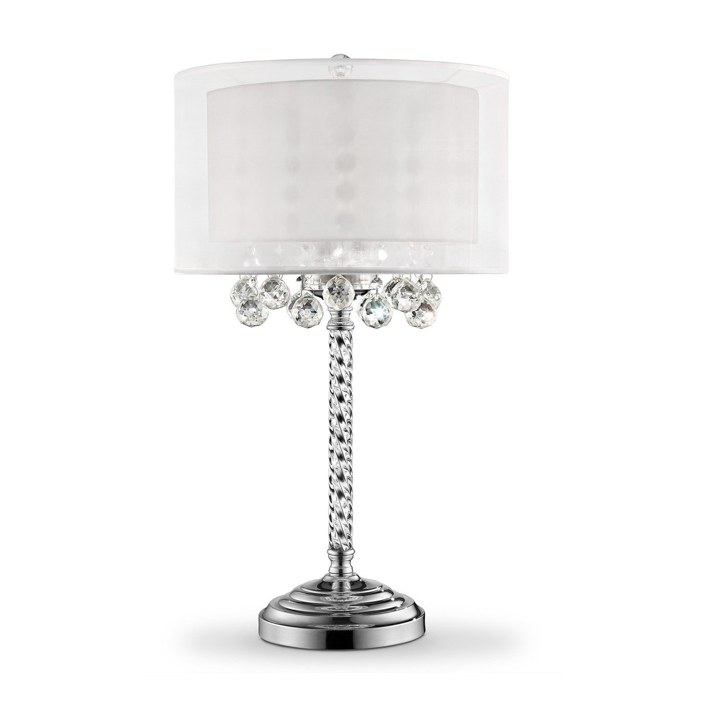 Chic Silver Tall Table Lamp with Crystal Accents and Silver Shade By Homeroots | Table Lamps | Modishstore - 2
