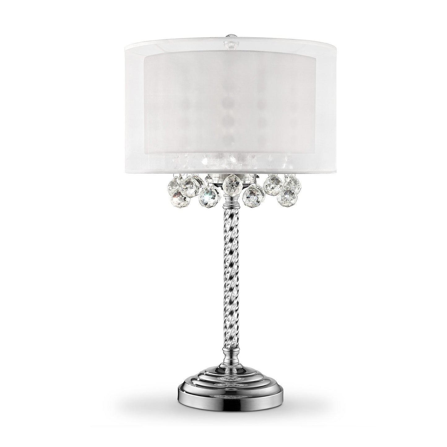 Chic Silver Tall Table Lamp with Crystal Accents and Silver Shade By Homeroots | Table Lamps | Modishstore - 4