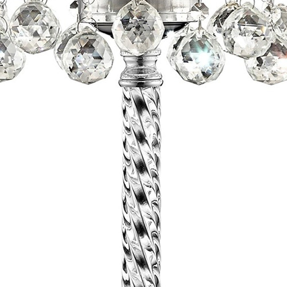 Chic Silver Tall Table Lamp with Crystal Accents and Silver Shade By Homeroots | Table Lamps | Modishstore - 5