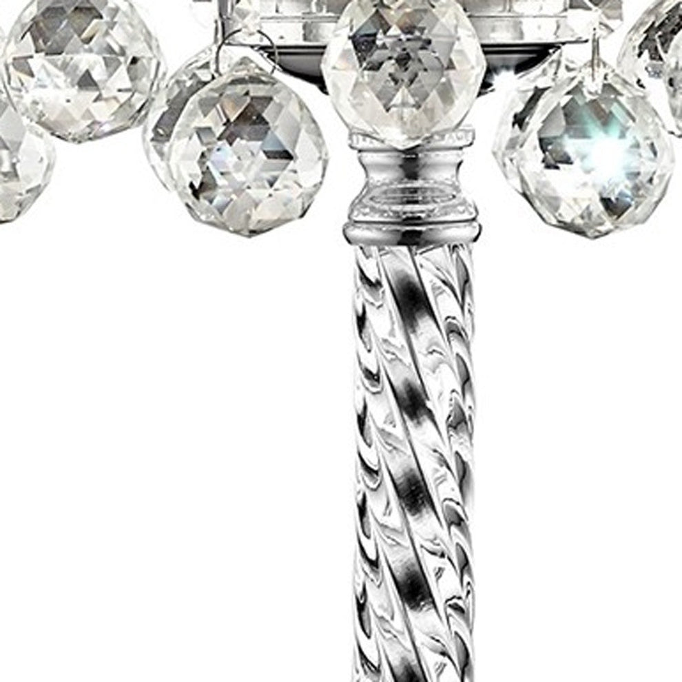 Chic Silver Tall Table Lamp with Crystal Accents and Silver Shade By Homeroots | Table Lamps | Modishstore - 6