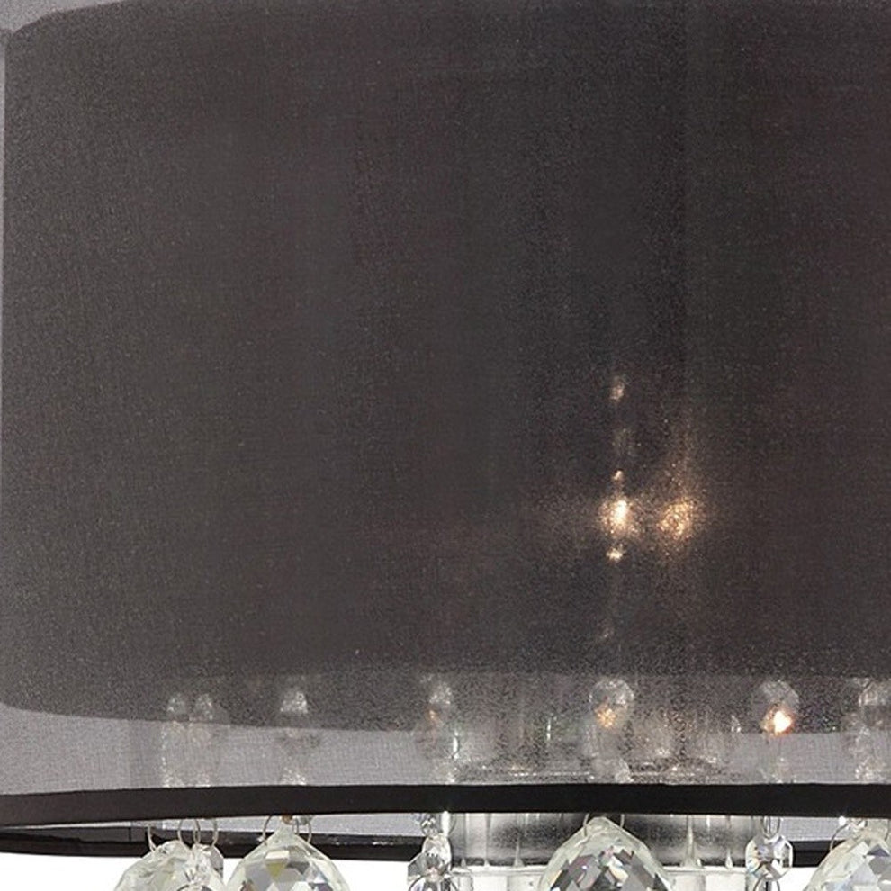 Contempo Silver Table Lamp with Black Shade and Crystal Accents By Homeroots | Table Lamps | Modishstore - 6