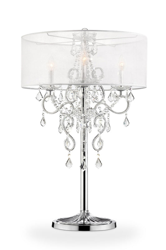 Glam Silver Faux Crystal Accent Table Lamp with See Thru Shade By Homeroots | Table Lamps | Modishstore