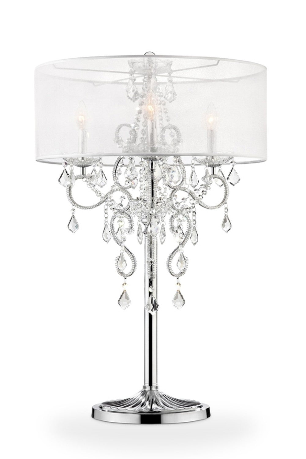 Glam Silver Faux Crystal Accent Table Lamp with See Thru Shade By Homeroots | Table Lamps | Modishstore - 3