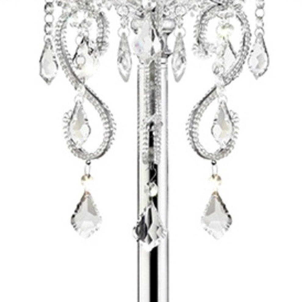 Glam Silver Faux Crystal Accent Table Lamp with See Thru Shade By Homeroots | Table Lamps | Modishstore - 4
