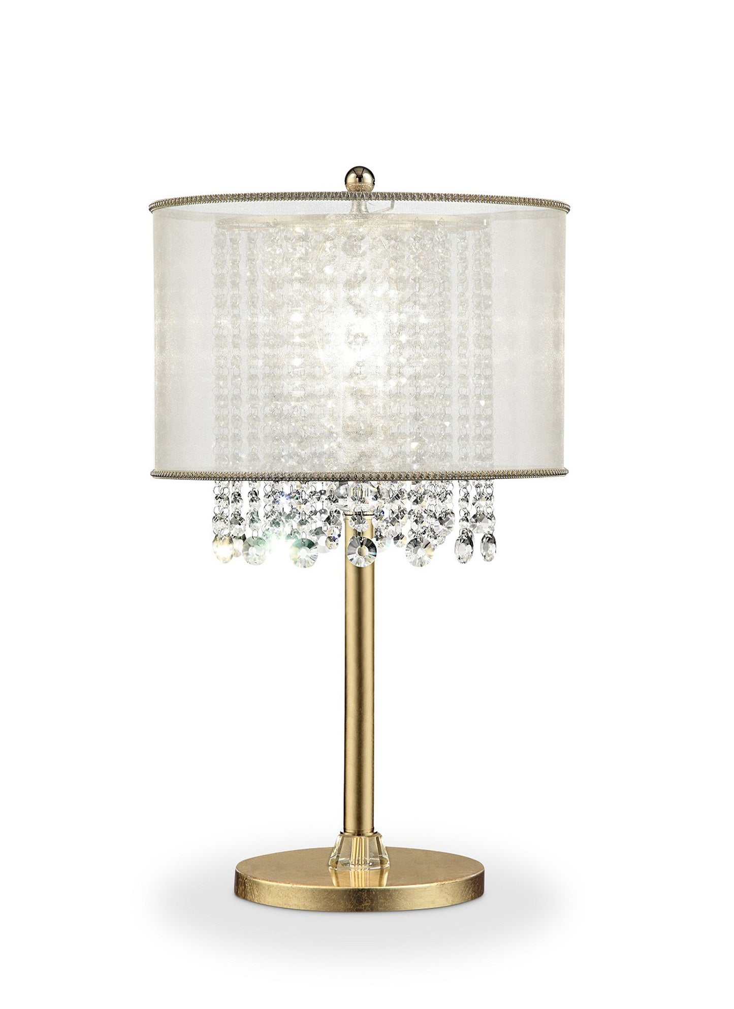 Primo Gold Finish Table Lamp with Crystal Accents and White Shade By Homeroots | Table Lamps | Modishstore - 2