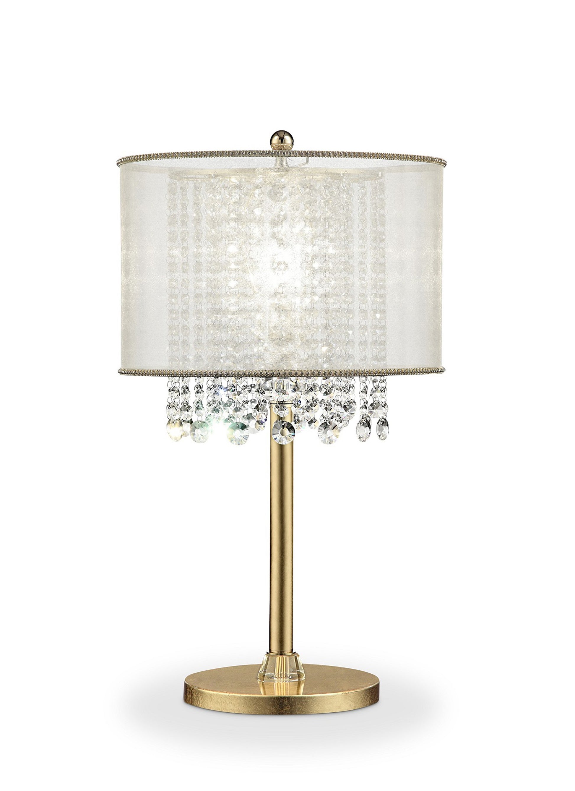 Primo Gold Finish Table Lamp with Crystal Accents and White Shade By Homeroots | Table Lamps | Modishstore - 2
