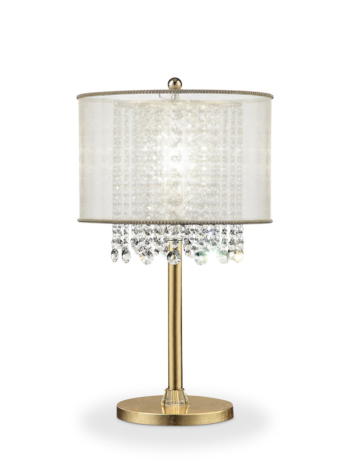 Primo Gold Finish Table Lamp with Crystal Accents and White Shade By Homeroots | Table Lamps | Modishstore - 4