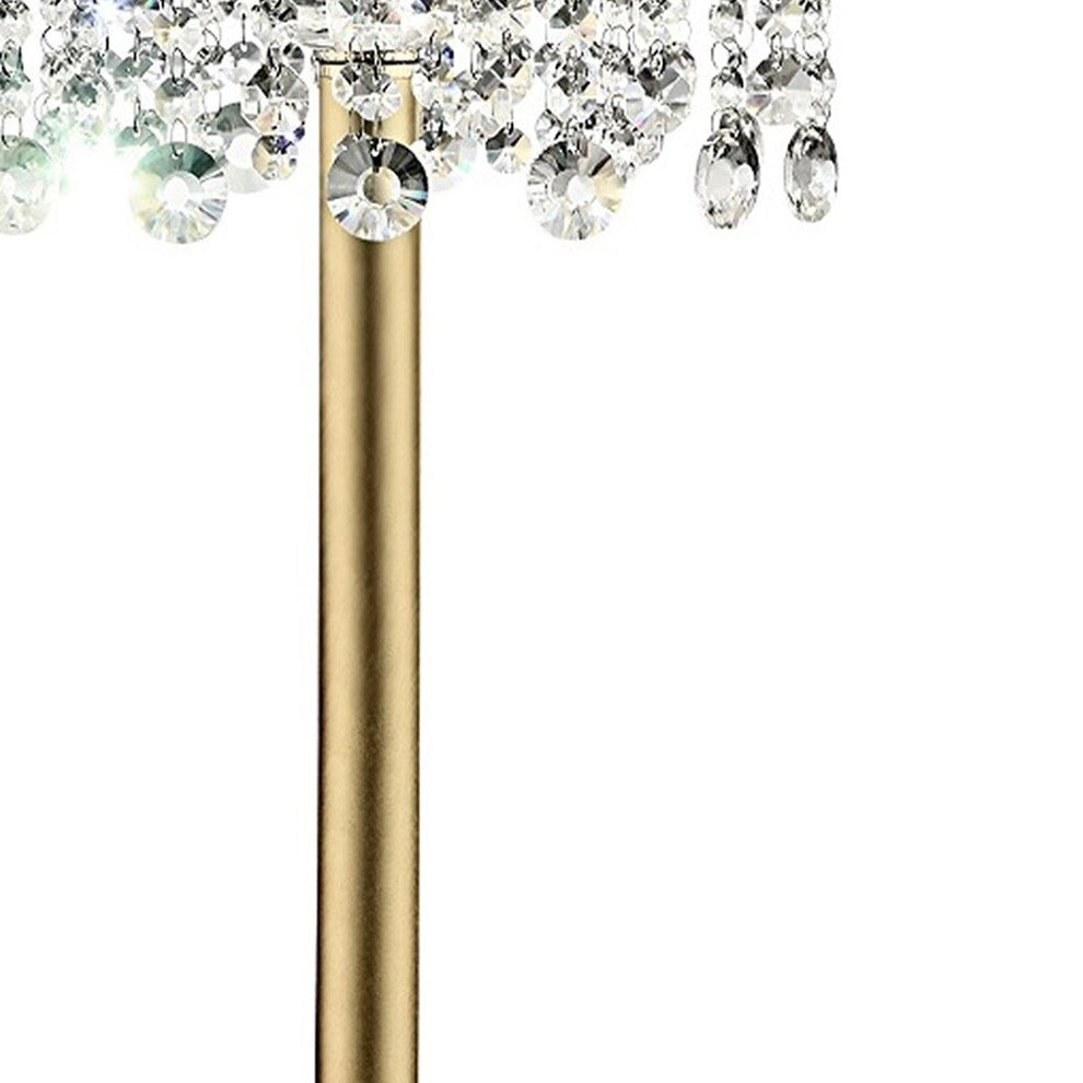 Primo Gold Finish Table Lamp with Crystal Accents and White Shade By Homeroots | Table Lamps | Modishstore - 6
