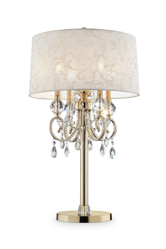 Stunning Brass Gold Finish Table Lamp with Crystal Accents By Homeroots | Table Lamps | Modishstore